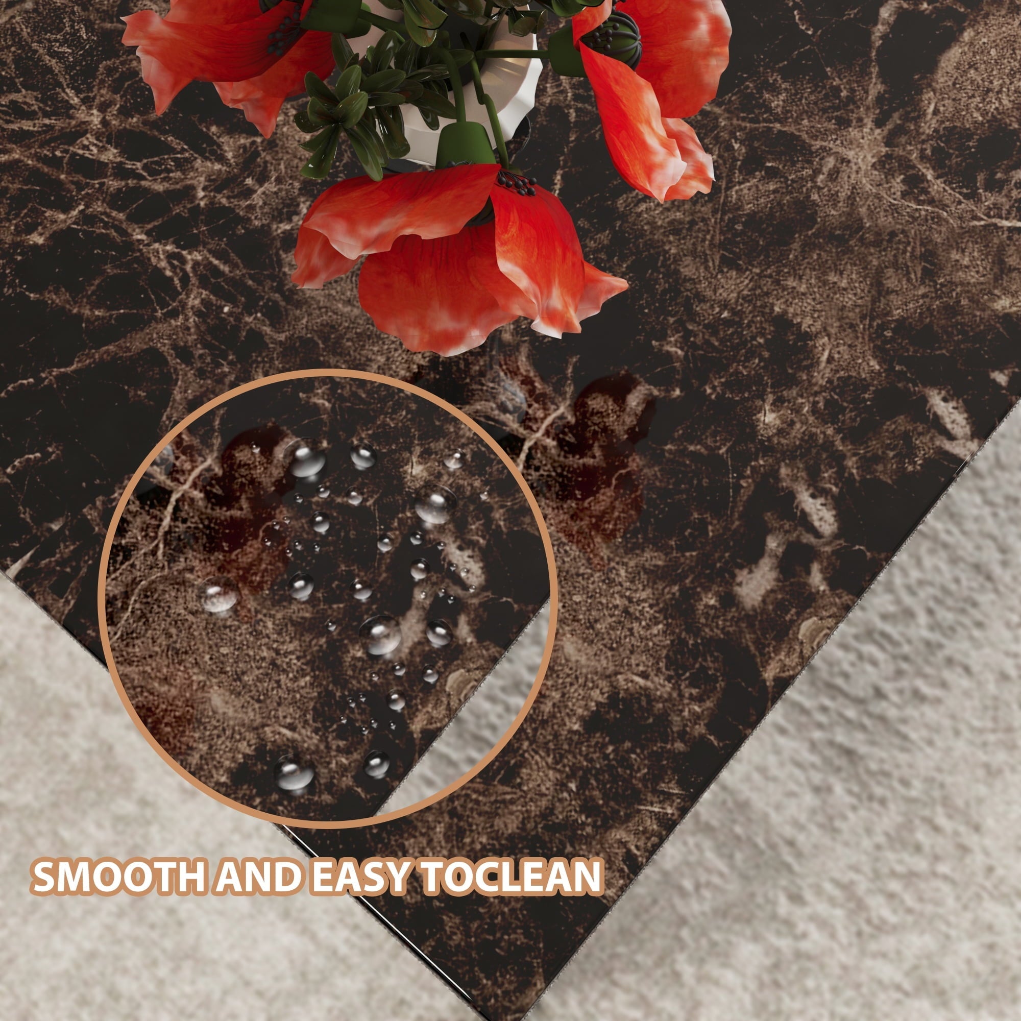 uhomepro 5-Piece Dining Room Table Set for 4 Person, Elegant Dining Table Set, Home Kitchen Table with 4 PU Leather Chairs and Metal Dining Room Modern Furniture