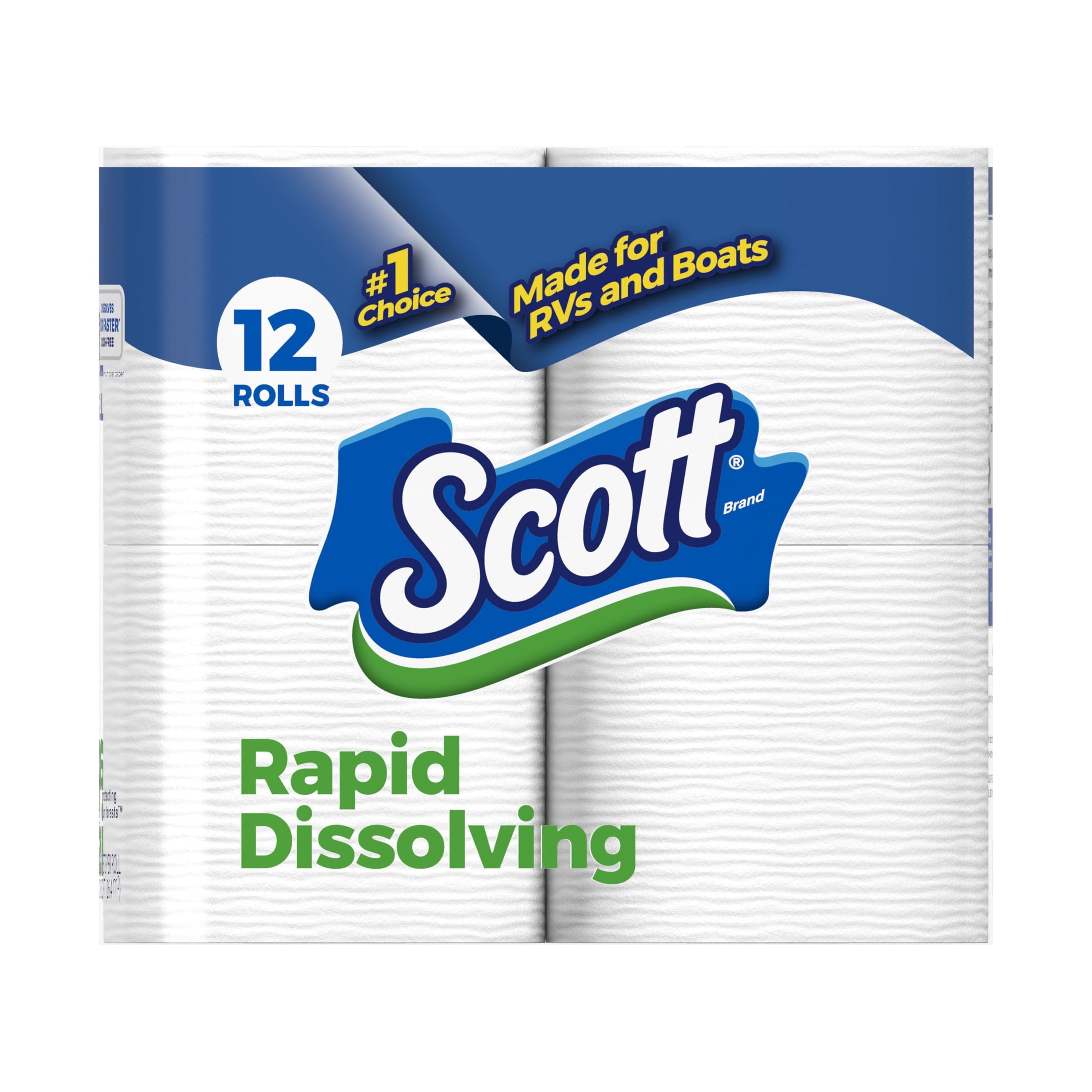Scott Rapid-Dissolving Toilet Paper, 12 Double Rolls, 231 Sheets Per Roll (2772 Total)