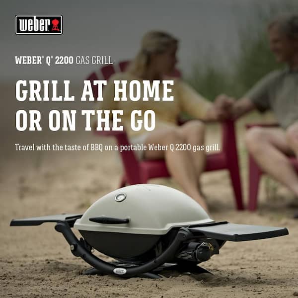 Q 2200 1-Burner Portable Propane Gas Grill in Titanium with Built-In Thermometer