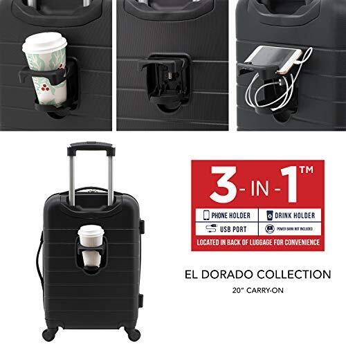 20" Smart Spinner Carry-On Luggage With Usb Charging Port Black