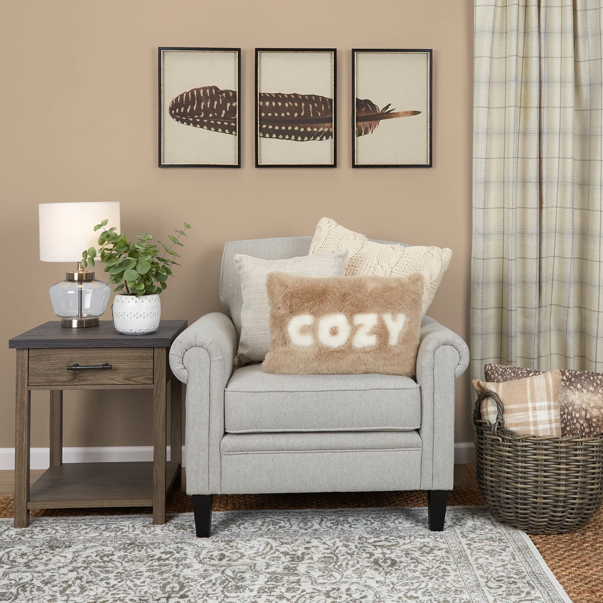 KOWO Upholstered Rolled Arm Accent Armchair gray