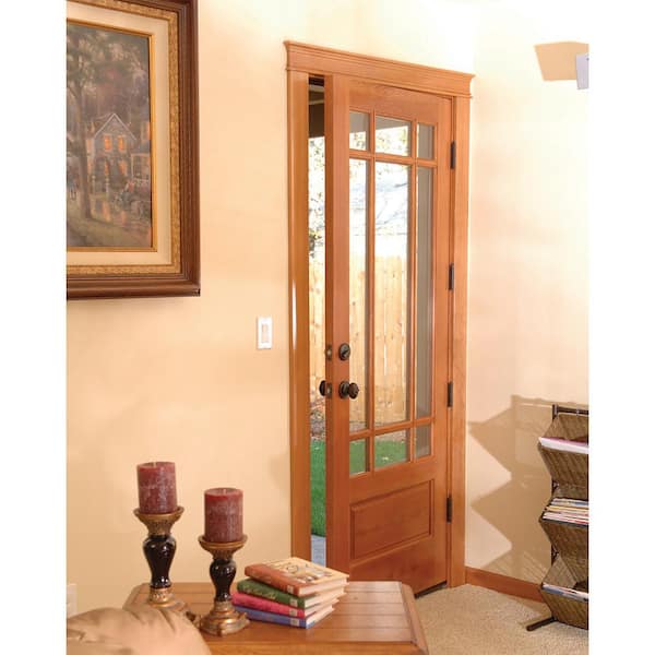 36 in. x 80 in. 1 Panel Universal/Reversible 9-Lite Clear Glass Unfinished Fir Wood Front Door Slab