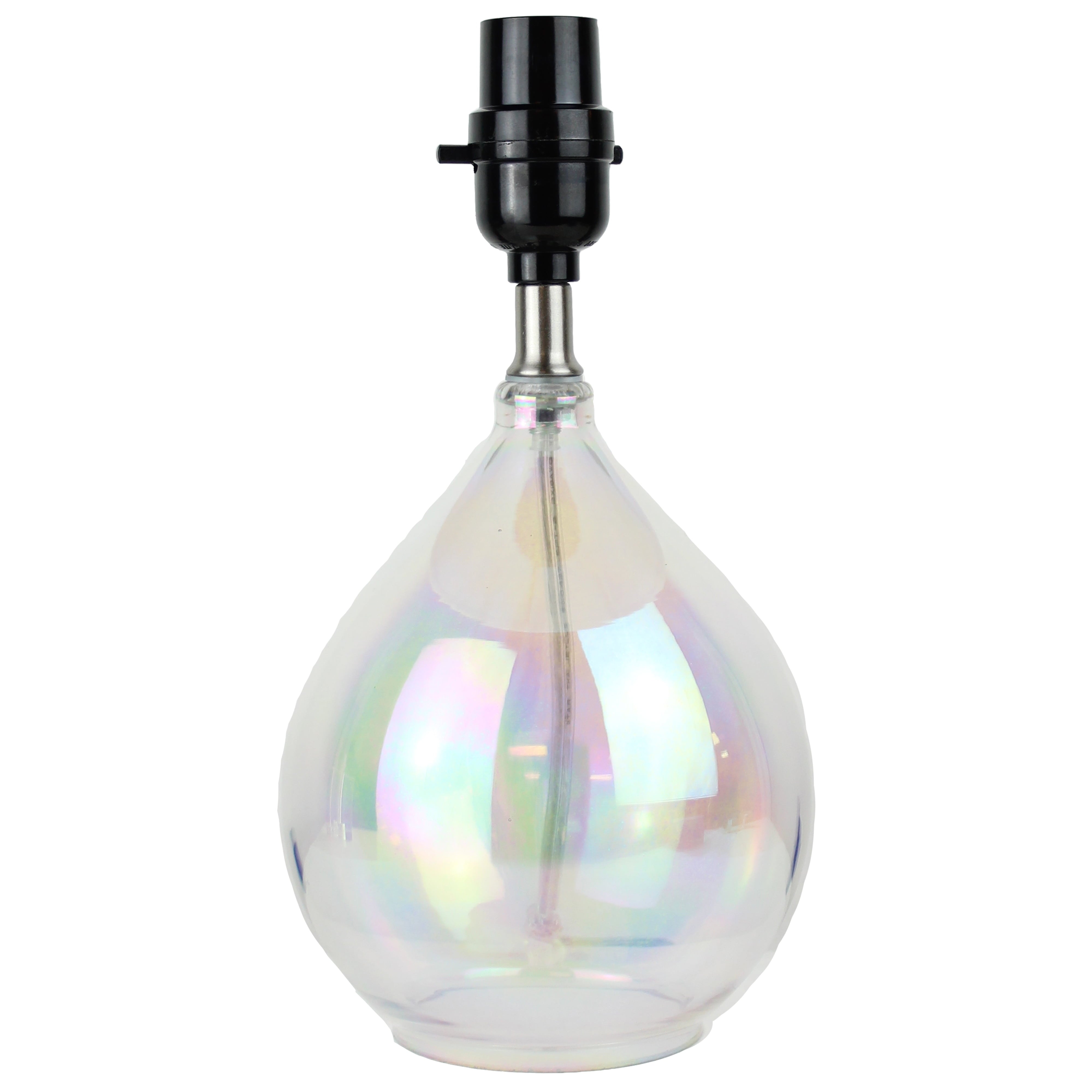 Mainstays Iridescent Glass Lamp with White Shade, 16