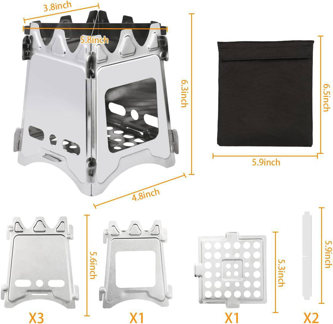 Camping Stove, Backpacking Stove, Portable Survival stove, Wood Burning Stove, Stainless Steel Solo Stove for Outdoor Survival Picnic BBQ Hiking