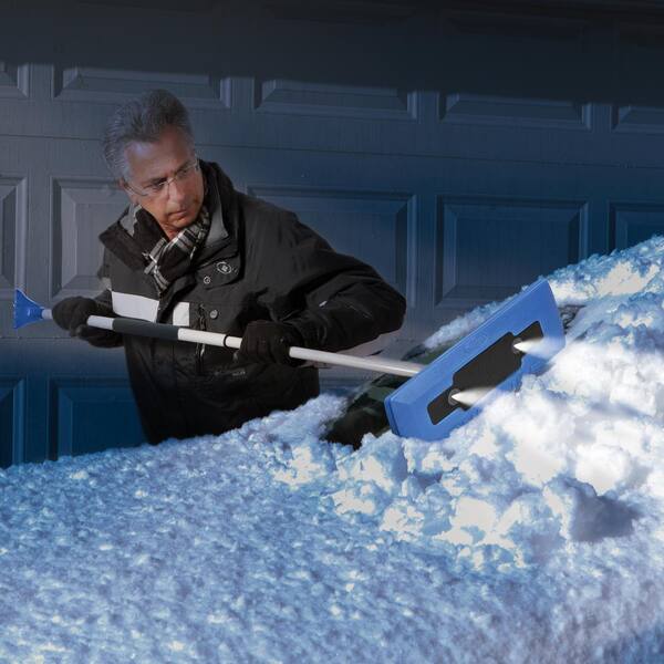 18 in. 4-in-1 Telescoping Snow Broom and Ice Scraper with Headlights