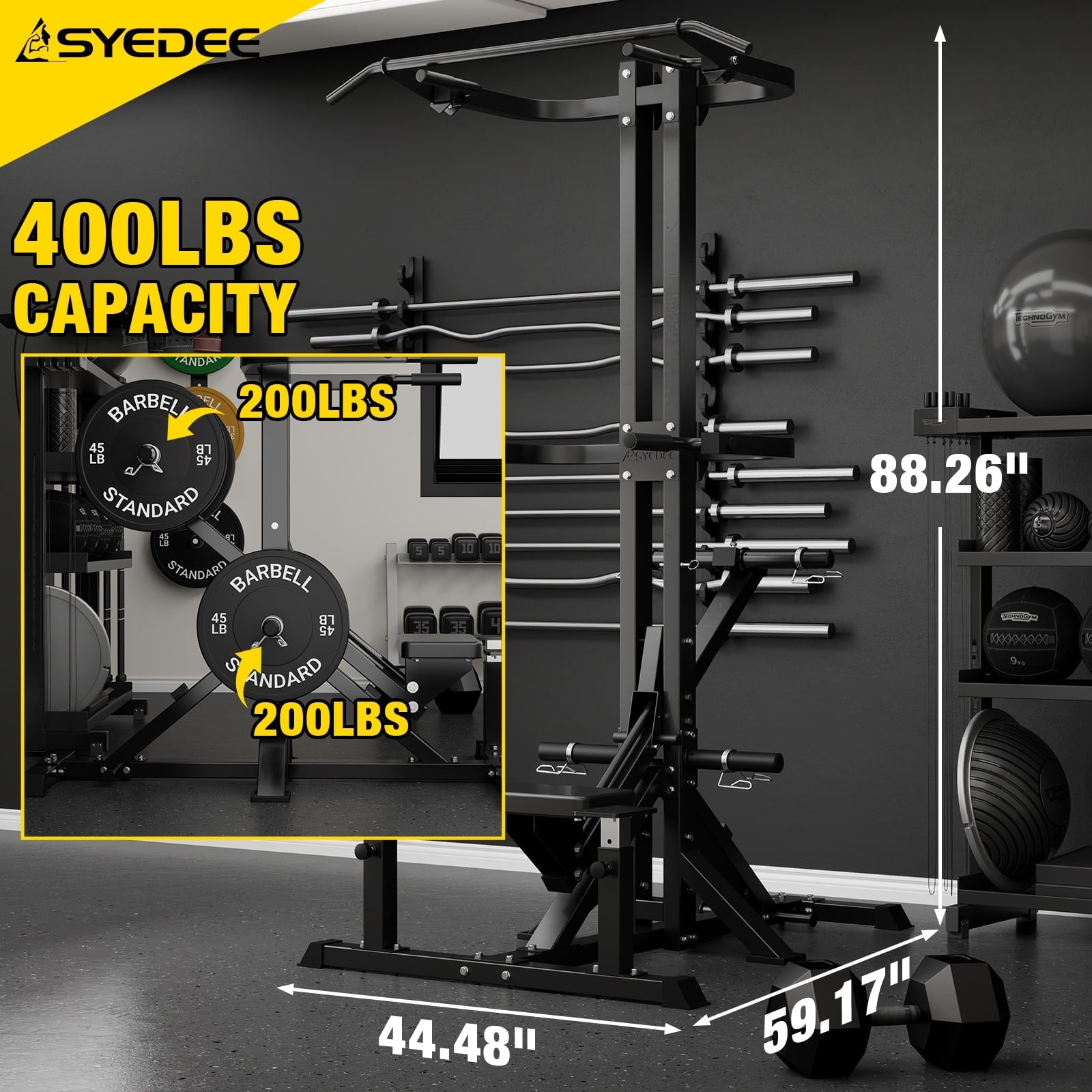 Syedee Assisted Pull up/ Dip machine, Plate-Loaded Machine with 800LBS Capacity, Dip Station for Strength Training.