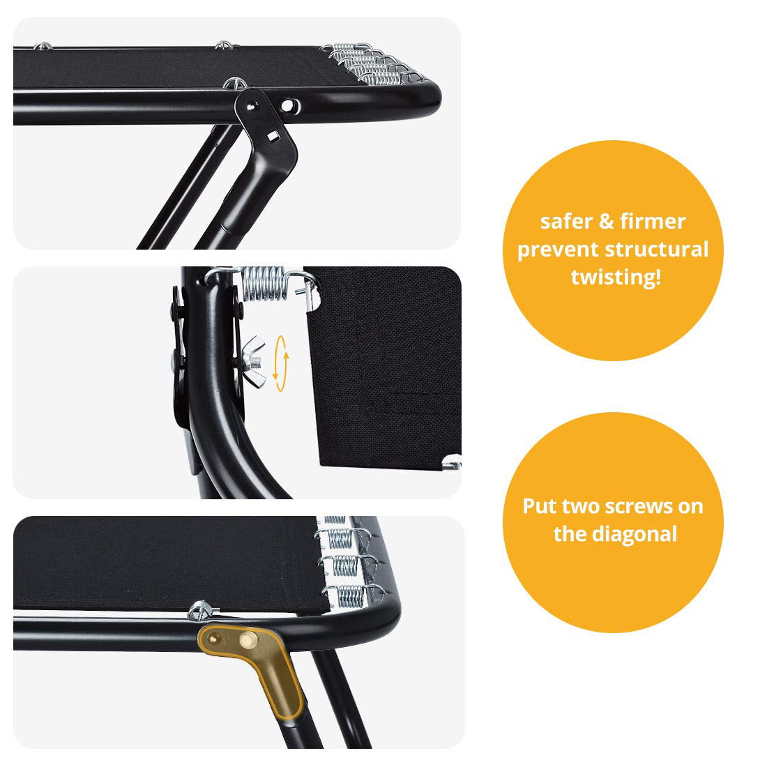 Quictent Heavy Duty Folding Bed with Two Extra Support Belts, 300 lbs Max Weight Capacity, Guest Bed, Daybed with 3D Stretch Knit Material Cover Mattress and Storage Bag Black