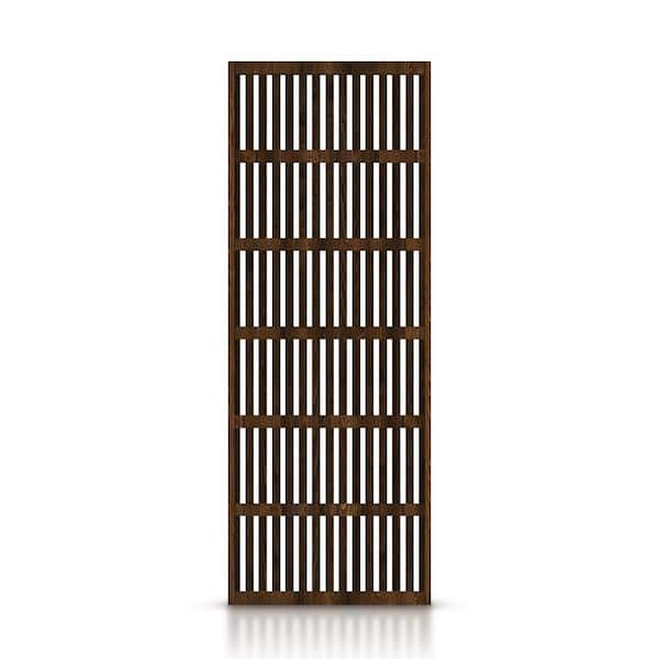 30 in. x 96 in. Japanese Series Pre Assemble Walnut Stained Wood Interior Sliding Barn Door with Hardware Kit