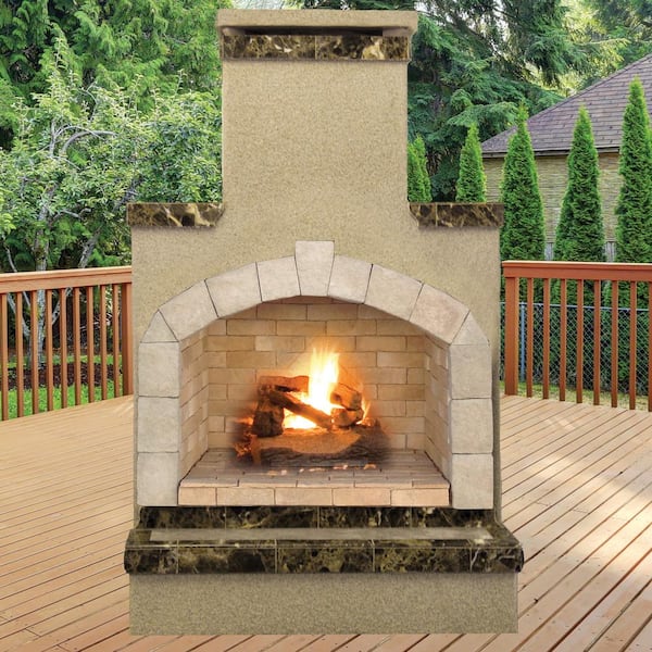 78 in. Tile and Stucco Propane Gas Outdoor Fireplace