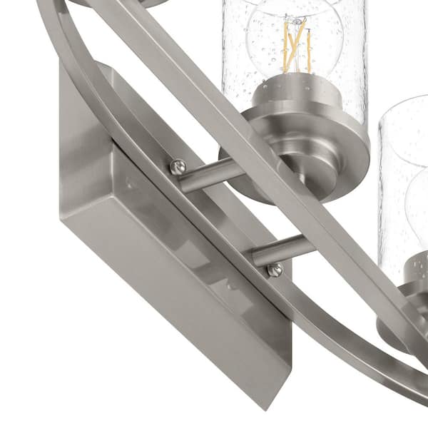 Timpie 22 in. 3-Light Brushed Nickel Bathroom Vanity Light Fixture with Seeded Glass Shades