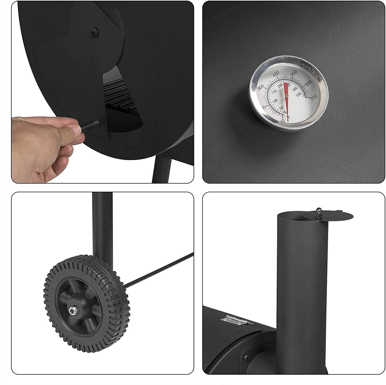 27 inch Charcoal Barrel Grill with Offset Smoker