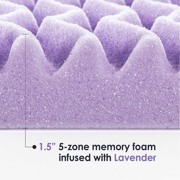 1.5 Inch 5-Zone Memory Foam Mattress Topper with Lavender Infusion, Queen