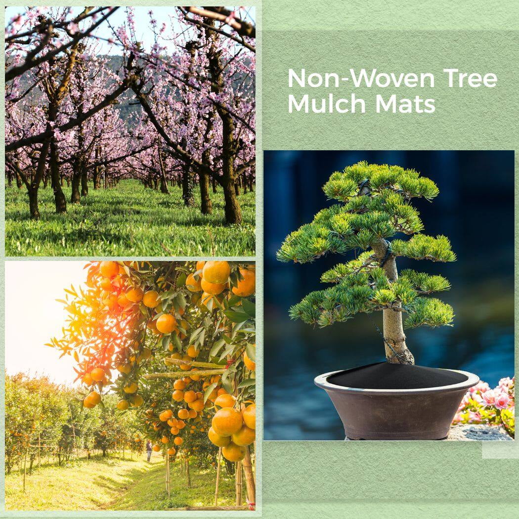 6PCS 20.5 Inch Tree Mulch Rings, Non-Woven Gardening Plant Coverswith 20PCS Landscape Staple Stakes, Thickened Tree Root Protection Mats Weed Barrier Mats
