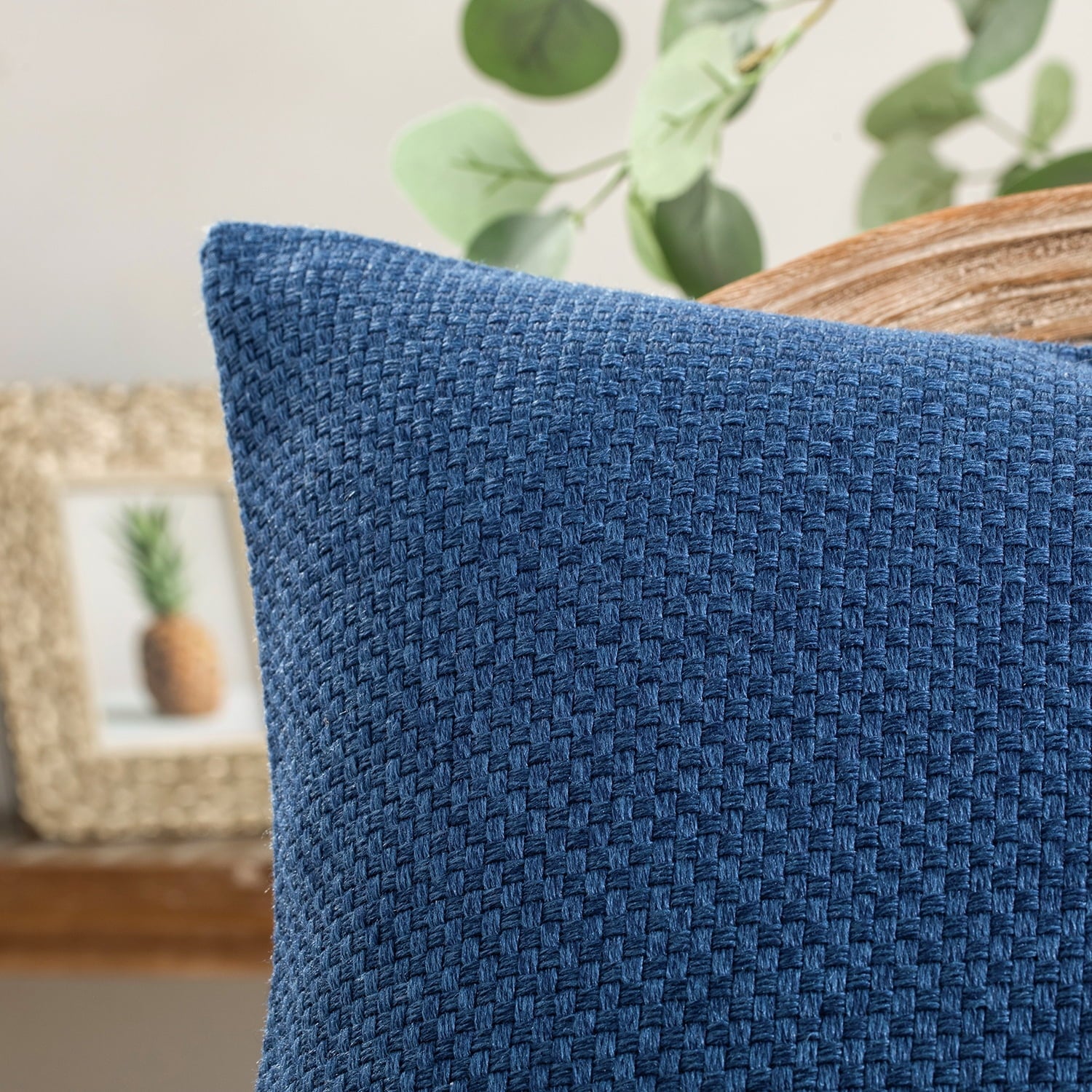 Phantoscope Classic Woven Textured Thick Solid Color Checker Plaid Series Decorative Throw Pillow, 20