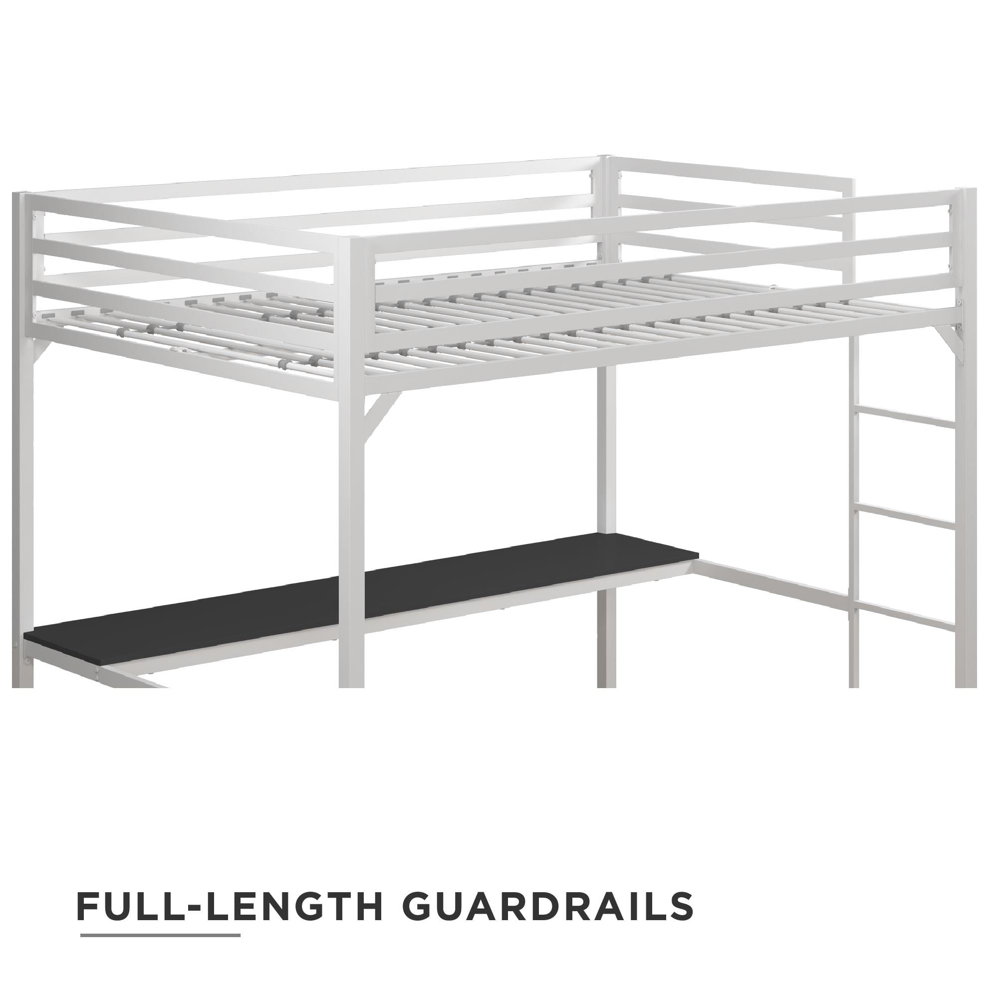 DHP Miles Metal Full Loft Bed with Desk, White