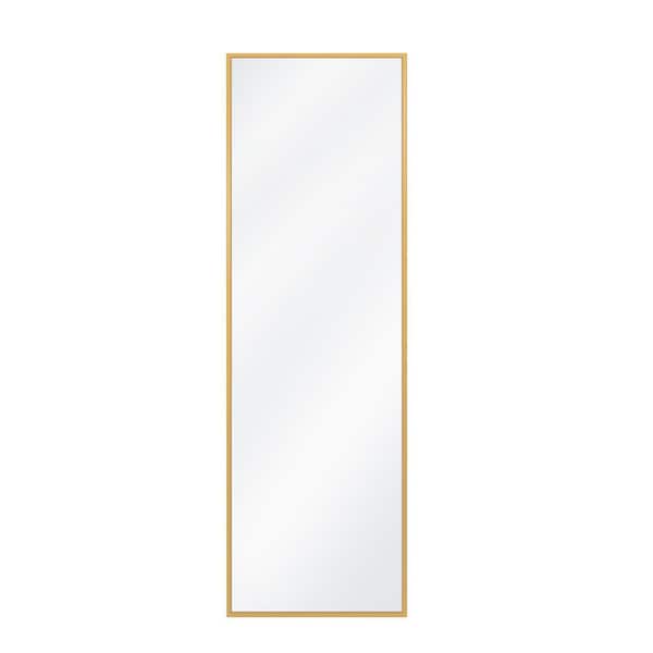 50 in. H x 16 in. W Modern Rectangular Gold Aluminum Alloy Framed Full Length Mirror Wall Mirror