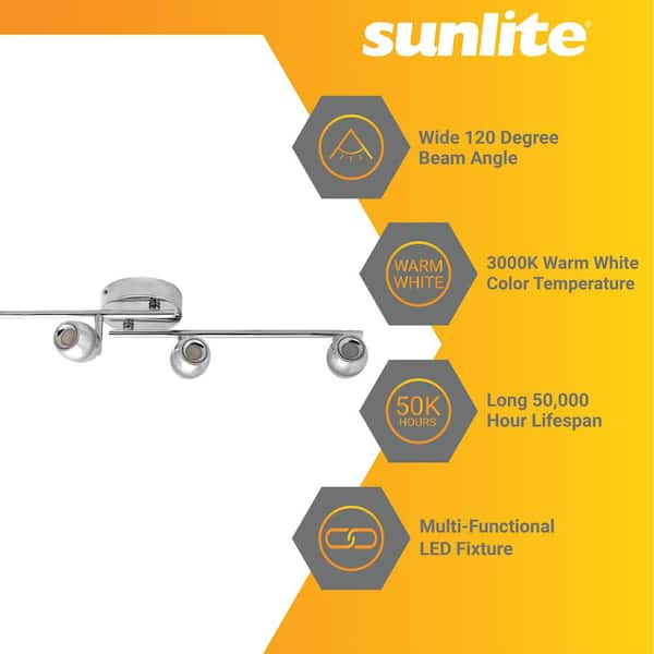 2.6 ft. Chrome Integrated LED Ceiling Mounted Hardwired Track Lighting Kit with Round Chrome Head