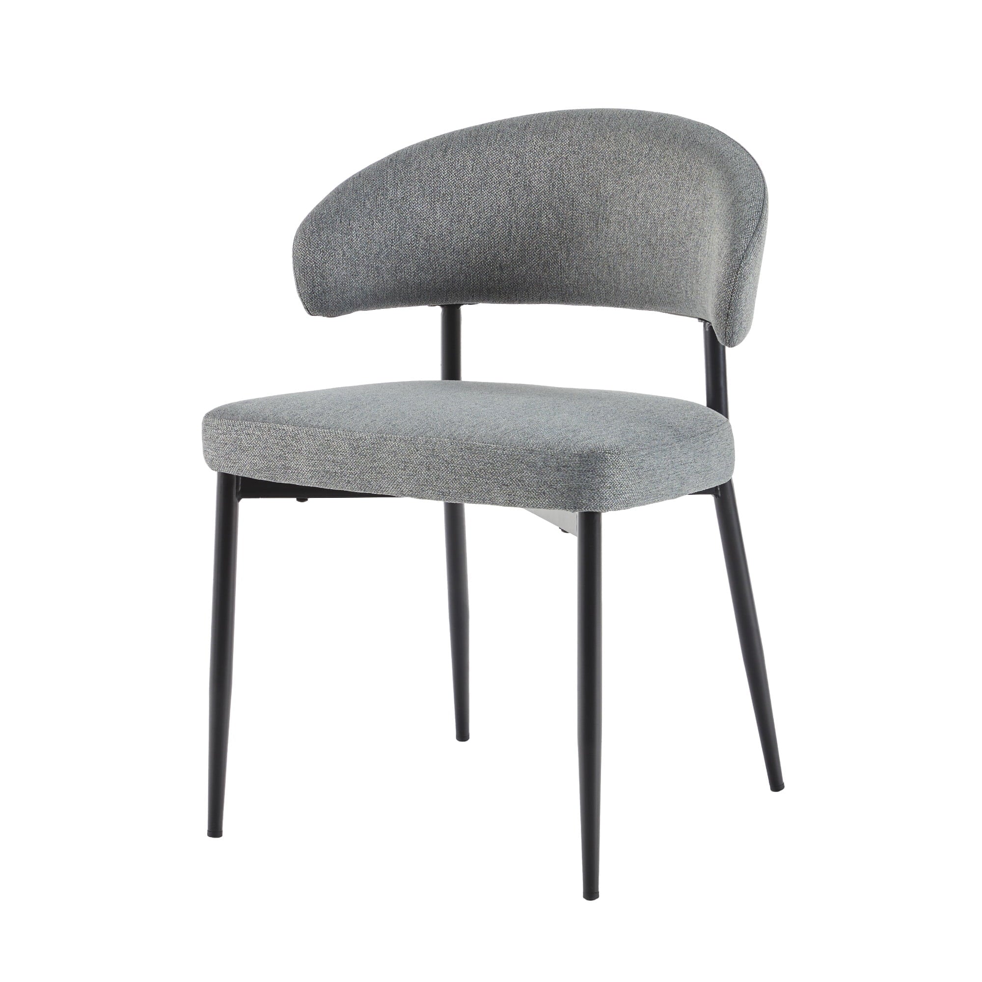 Walker Edison Modern Curved Back Upholstered Dining Chair, Set of 2, Charcoal