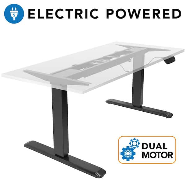 Black 66.9 in. W Dual Motor Electric Standing Desk Frame Frame Only