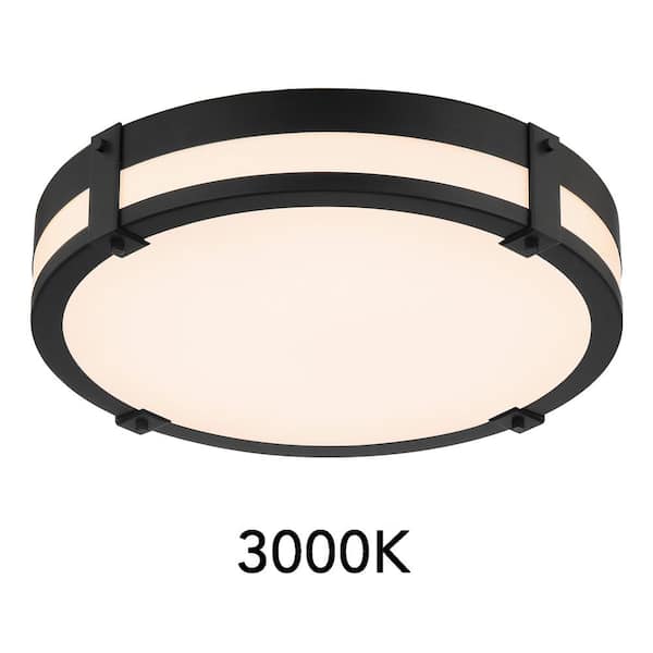 18 in. Winslow Natural Iron Integrated Selectable CCT LED Round Ceiling Light Flush Mount