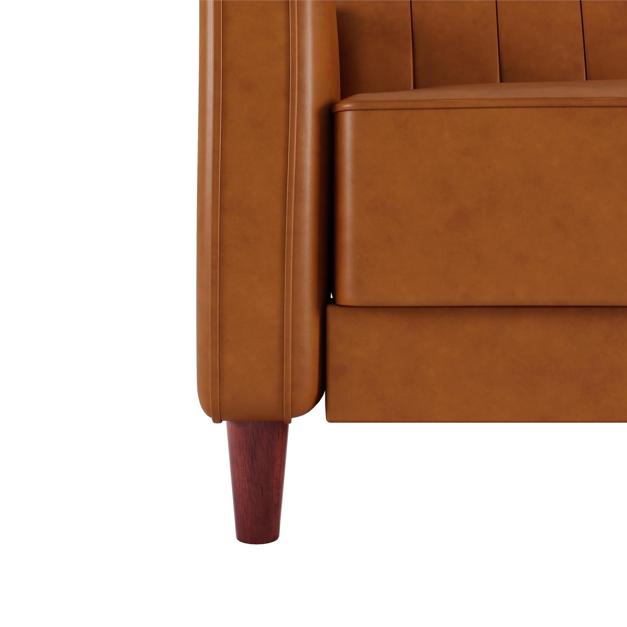 DHP Pin Tufted Transitional Futon and Sofa Bed, Camel Faux Leather