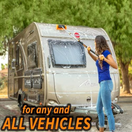 Car Wash Kit with 5-12 ft Extension Pole // Washing Brushes Set 8-piece