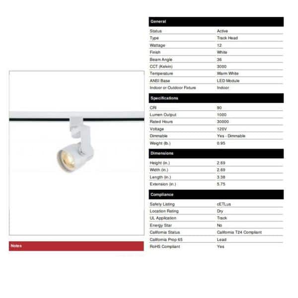 White Integrated LED Track Lighting Head