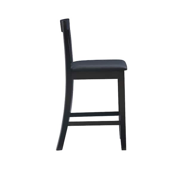 Groovi 24 in. Black Ladder Back Wood Craftsman Counter Stool with Vinyl Seat