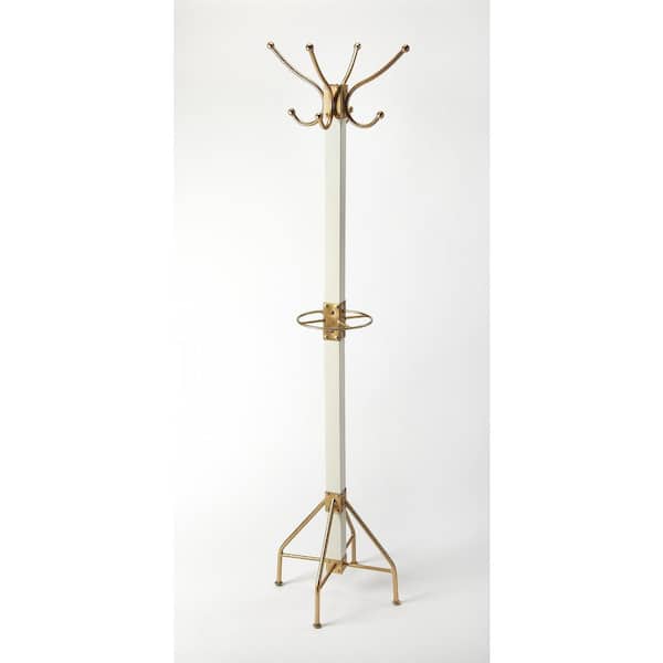 Logan Gold and White Square and Coat Rack/Tree 74 in. H x 18 in. W x 18 in. D