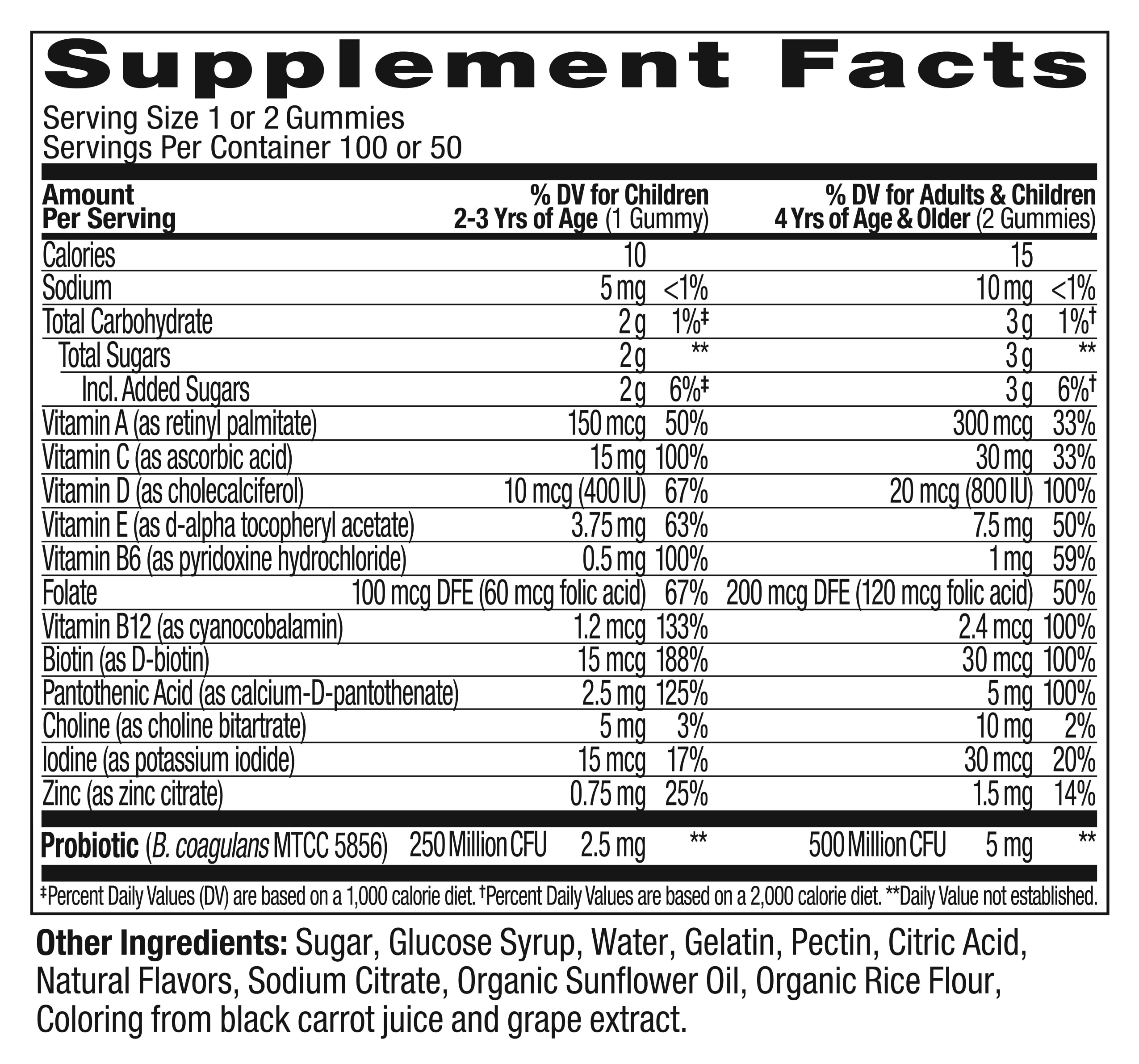 OLLY Kids Multivitamin + Probiotic Gummy, Vitamin A, C, D, E, B, Zinc, Berry, 100 Ct