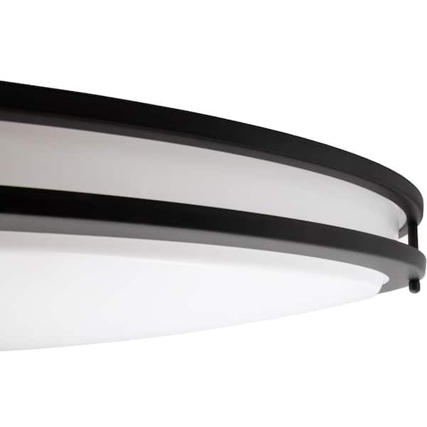 32 in. Black Oval LED Ceiling Mount Fixture, Dual Ring, Dimmable, 3 CCT Select 3000K to 5000K, 5500 Lumens