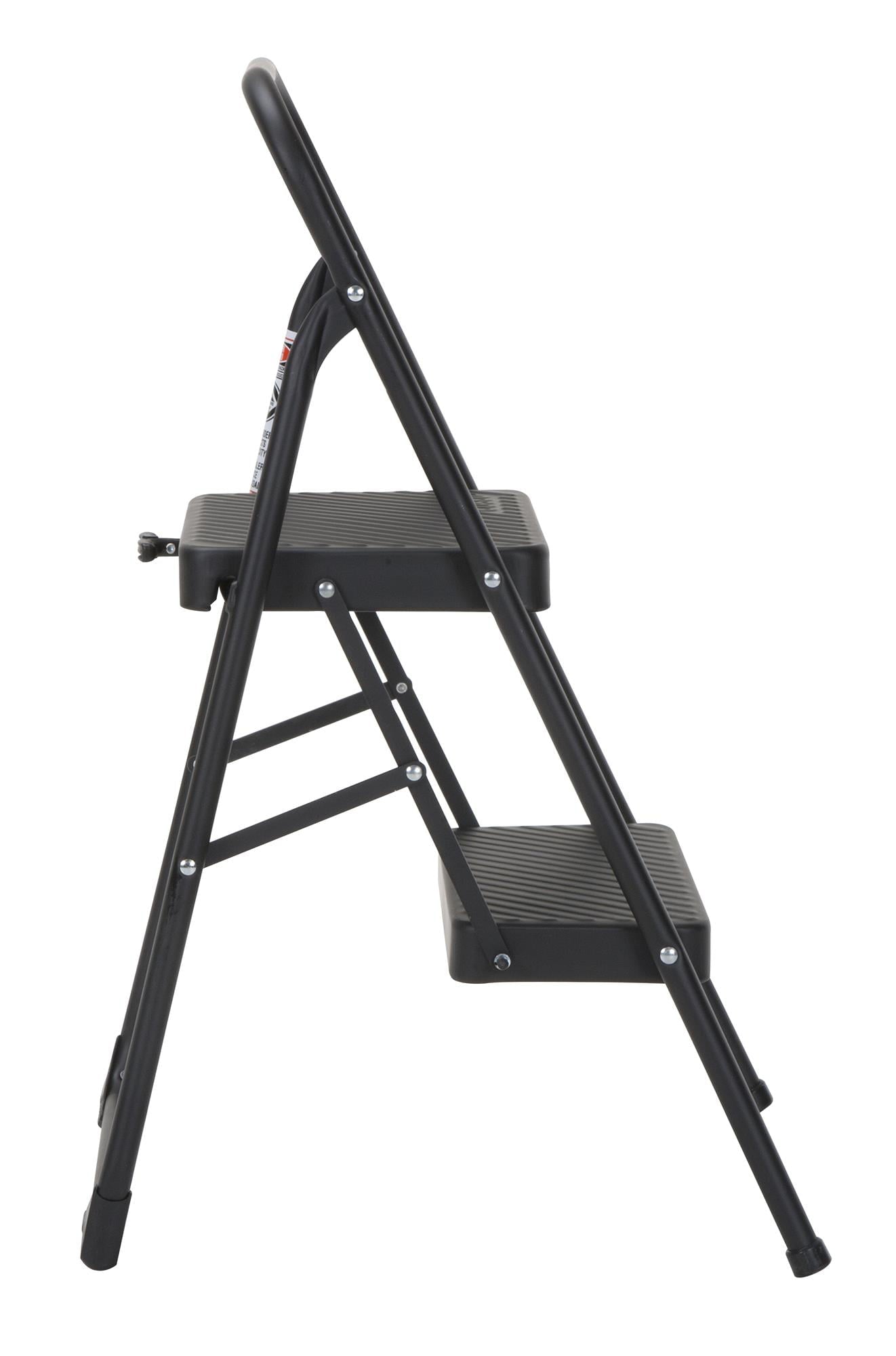 COSCO 2-Step Household Folding Steel Step Stool, All Black, 7ft 11in Reach Height