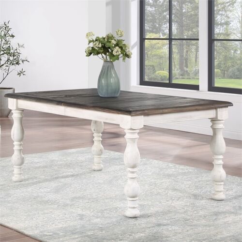 Heston Weathered White 84 in. Wood Dining Table