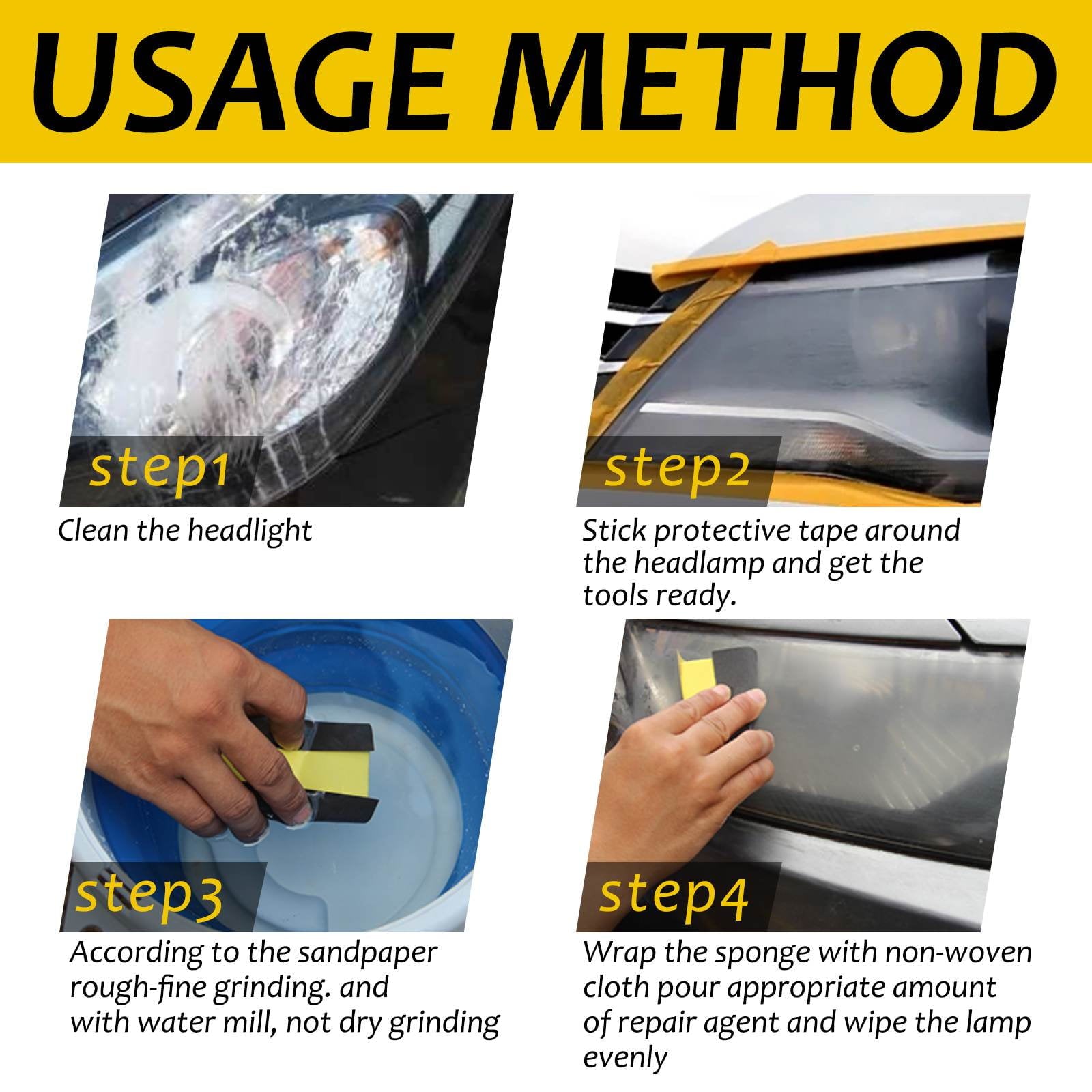 Pegciz Innovative Headlight Repair Polish for Car, Repair Yellow/Blurred/Oxidized/Scratch Headlight, Car Headlamp Cleaning Flulids Polish Plastic Surfaces to High Gloss,Headlight Restoration