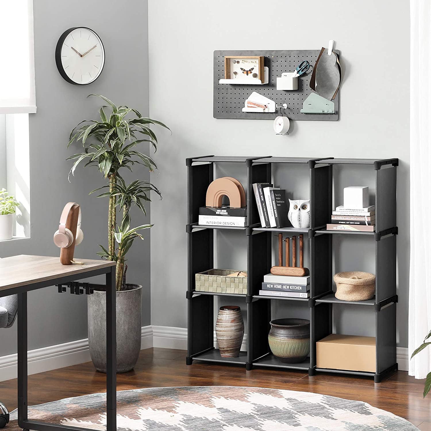 Kanstar 9 Cube DIY Cube Storage Shelves Open Bookshelf Closet Organizer Rack Cabinet Black