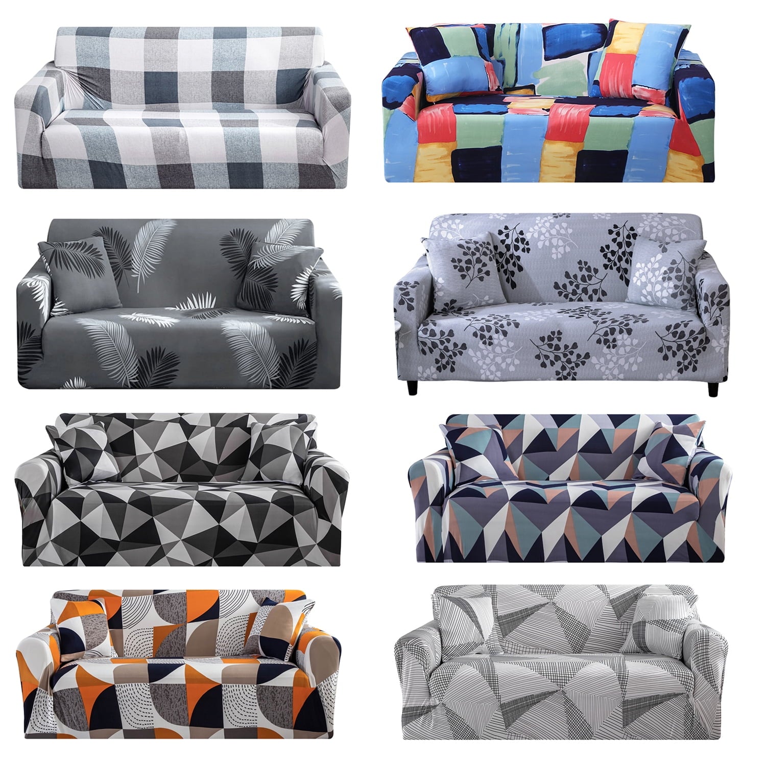 1 2 3 4 Seater Printed Sofa Cover Couch Slipcover, Elastic Stretch Armchair / Loveseat / Couch Sectional Sofa Slipcover Furniture with 1 Pillowcase Protector Dog Pet