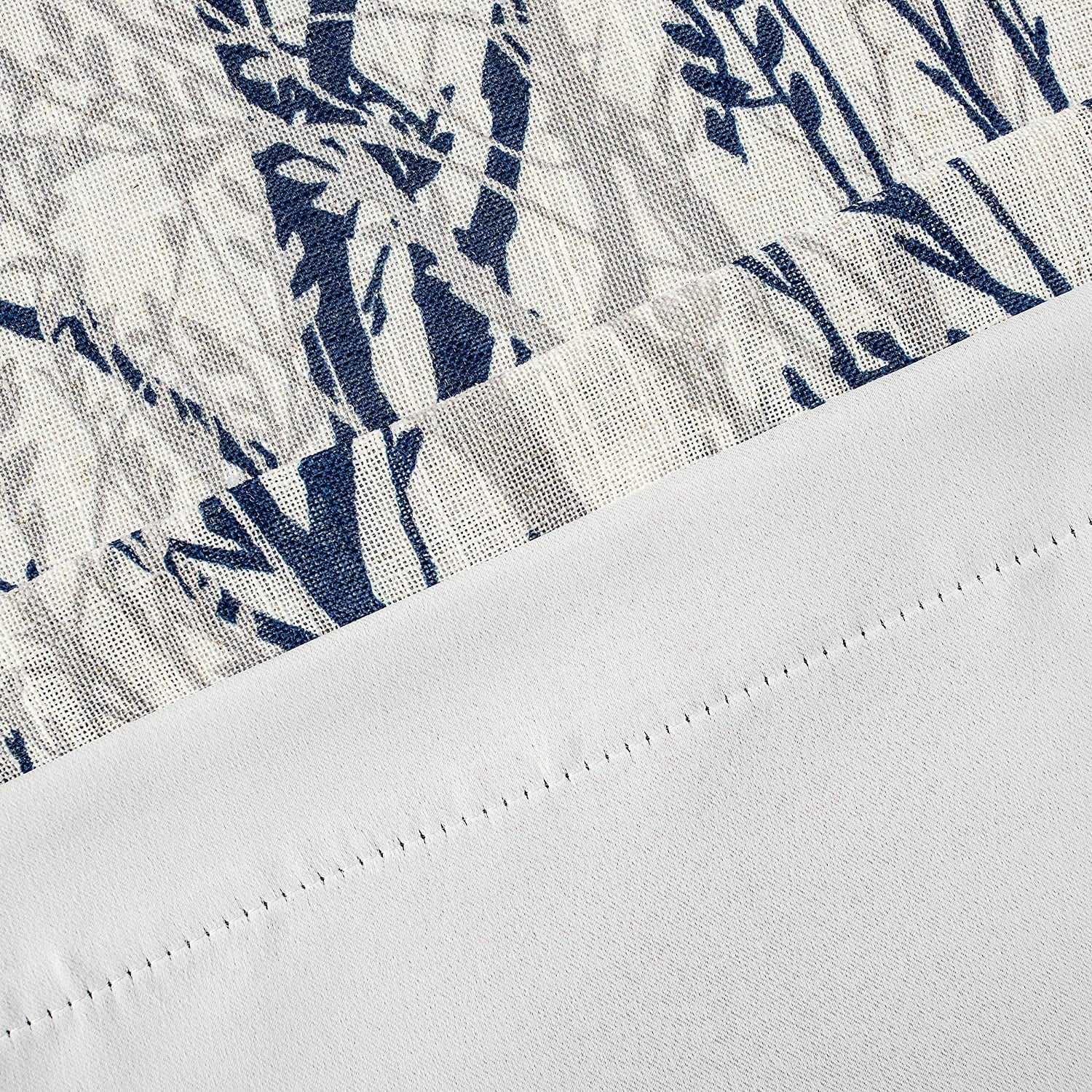 DriftAway Tree Branch Linen Blend Abstract Ink Printing Lined Thermal Insulated Window Curtain Valance Rod Pocket 52 Inch by 24 Inch Plus 2 Inch Header Blue