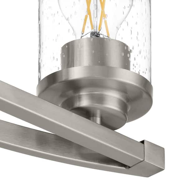 Timpie 22 in. 3-Light Brushed Nickel Bathroom Vanity Light Fixture with Seeded Glass Shades