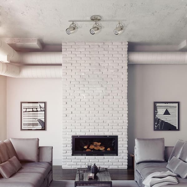 Samara Collection 3-Light Brushed Nickel Track Lighting with Dimmable 50-Watt LED GU10 Bulb Included