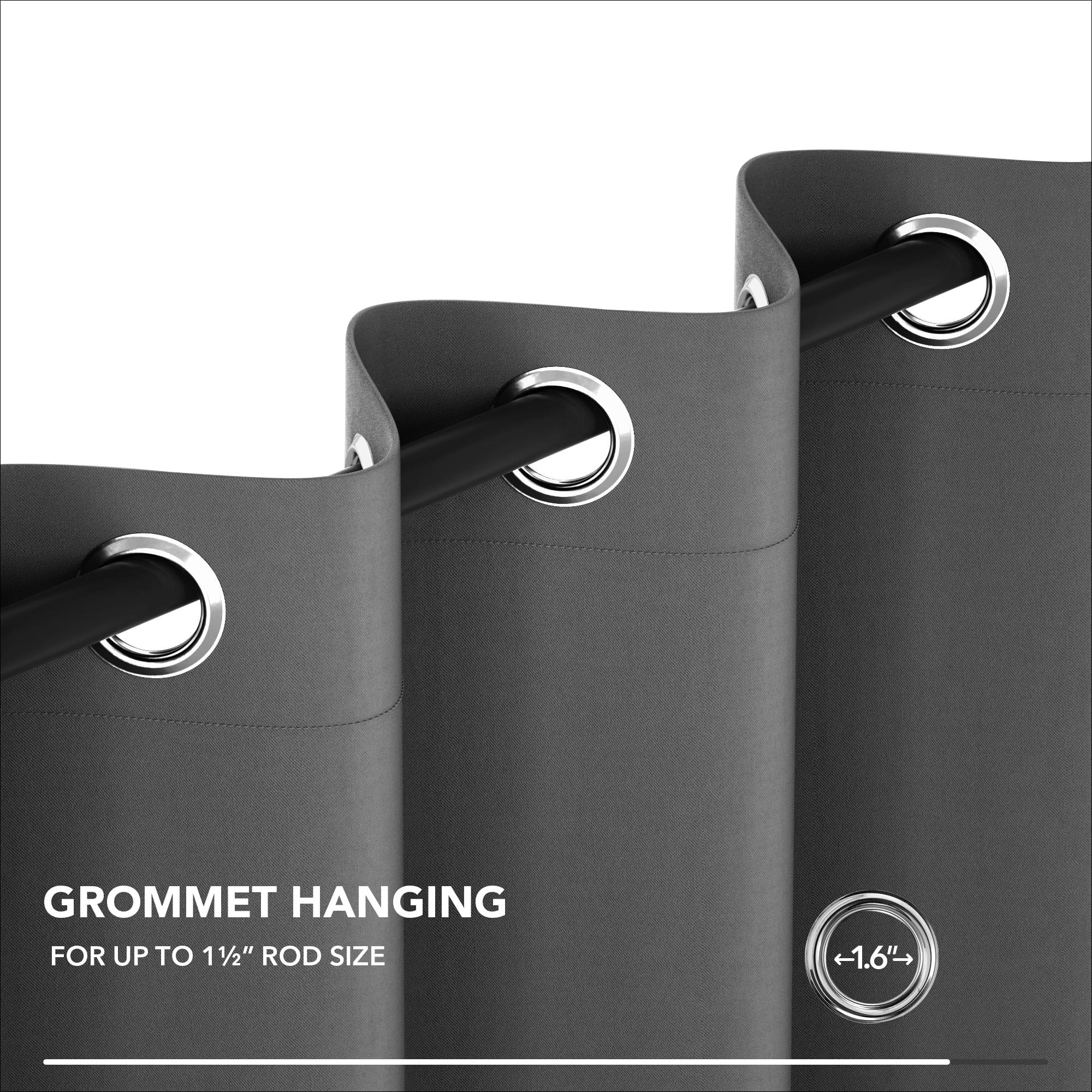 Deconovo Grommet Blackout Curtains Thermal Insulated Room Darkening Drapes for Bedroom Living Room 42x63 inch Light Gray 2 Panels