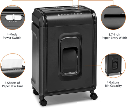 Amazon Basics 8-Sheet High-Security Micro-Cut Shredder with Pullout Basket