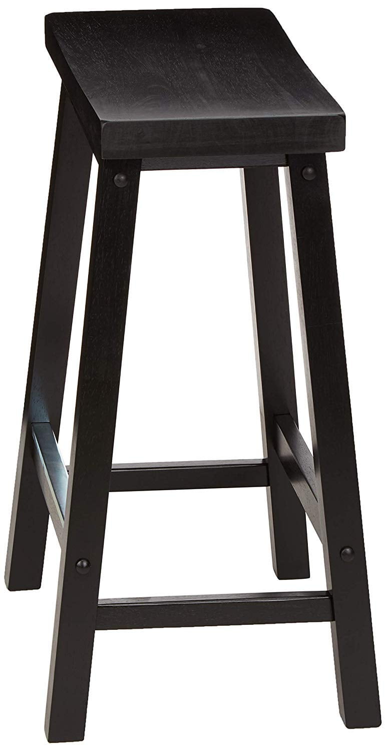 Mainstays Counter Height Backless Saddle Wood Stool Set of Two, Black