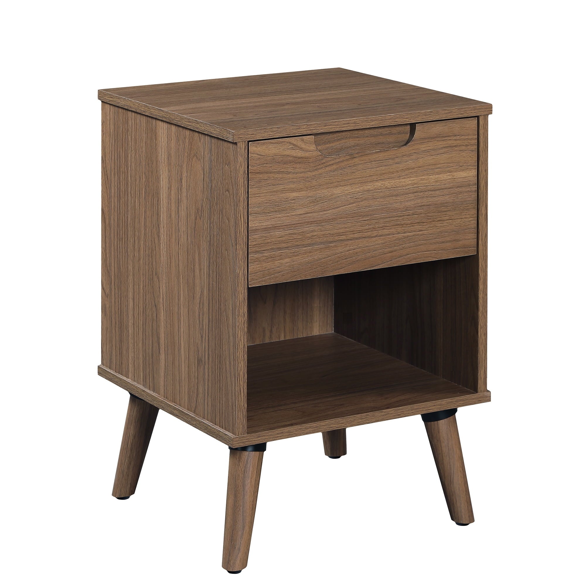 Mainstays Modern 1 Drawer Bedroom Nightstand, Brown Walnut