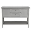 Costway Sideboard Buffet Table Wooden Console Table w/ Drawers & Cabinets Beige