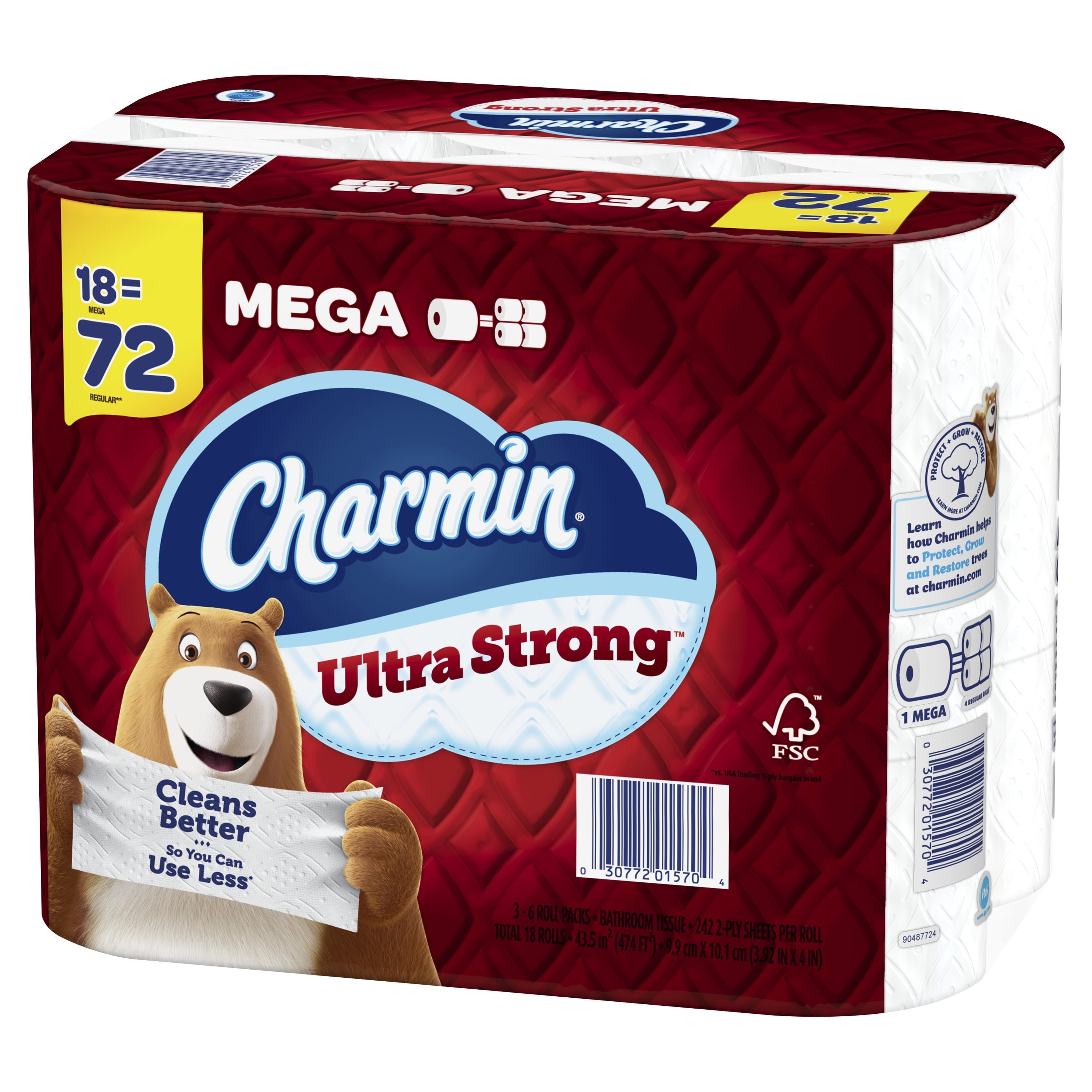 Charmin Ultra Strong Toilet Paper, 18 Mega Rolls