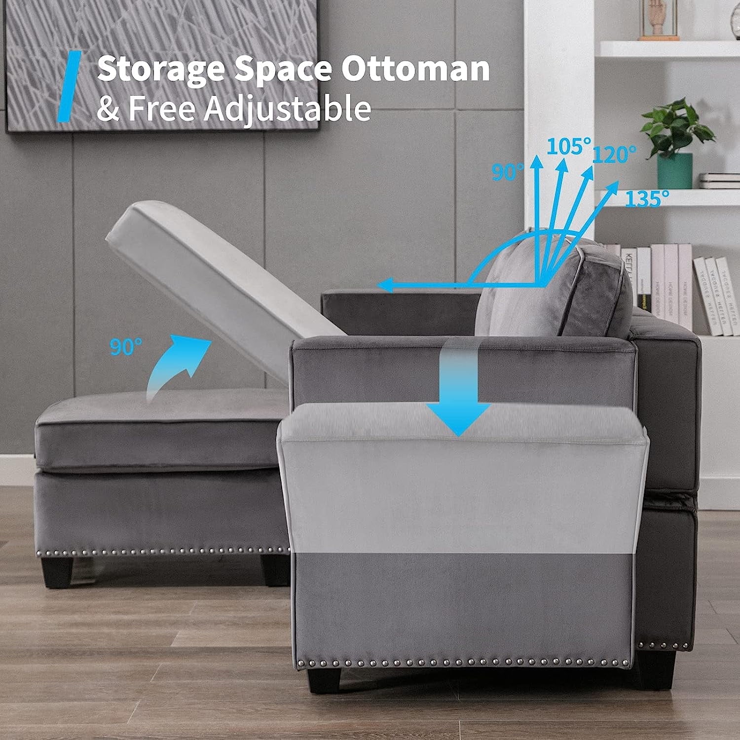 BALUS Modular Sectional Sofa, Convertible U L Shaped Sleeper Sofa, Convertible Sectional Sofa Couch Set with Storage Large Space，6 Seater Furniture Sets for Living Room/Apartments(Dark Grey)