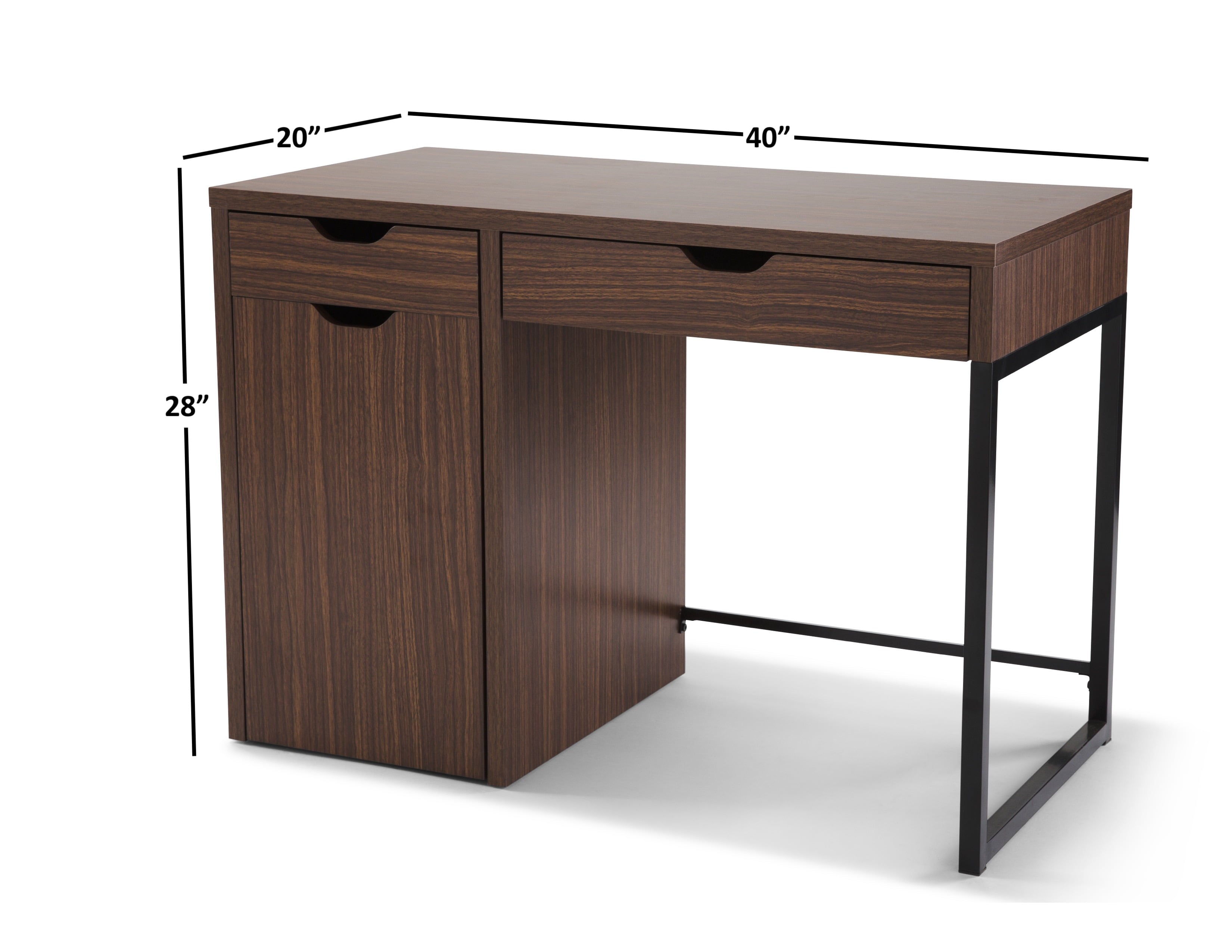 Mainstays Perkins Desk with Metal Frame, Cocoa (File Cabinet Sold Separately)