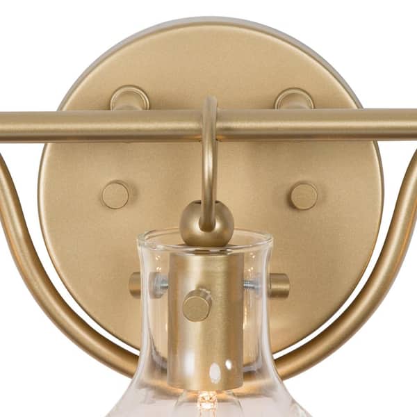 Modern 21 in. 3-Light Brass Gold Bath Vanity Light with Globe Clear Glass Shade Wall Sconce, LED Compatible