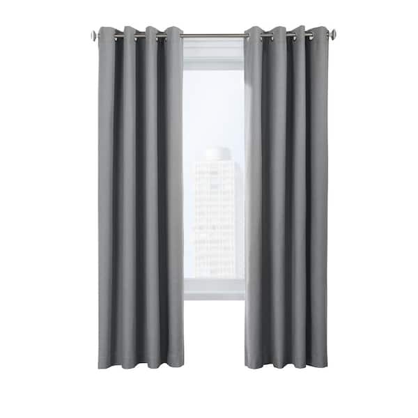 Ventura Dark Grey 52 in. W x 95 in. L Grommet Total Blackout Curtain Panel Pair, Each Panel