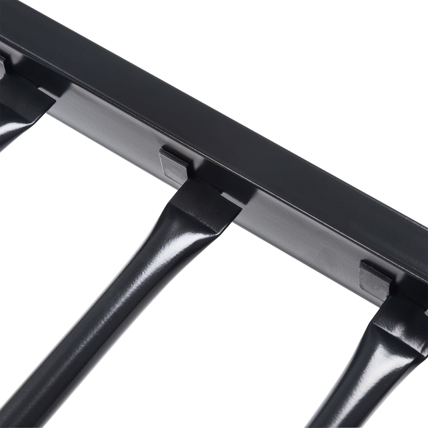 Amolife Twin Over Full Metal Bunk Bed with Stairs, Fullength Guardrail, Matte Black